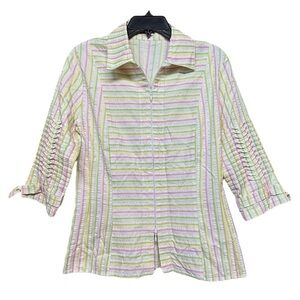Covers Pink and Green Button Down with Cuffed Sleeves